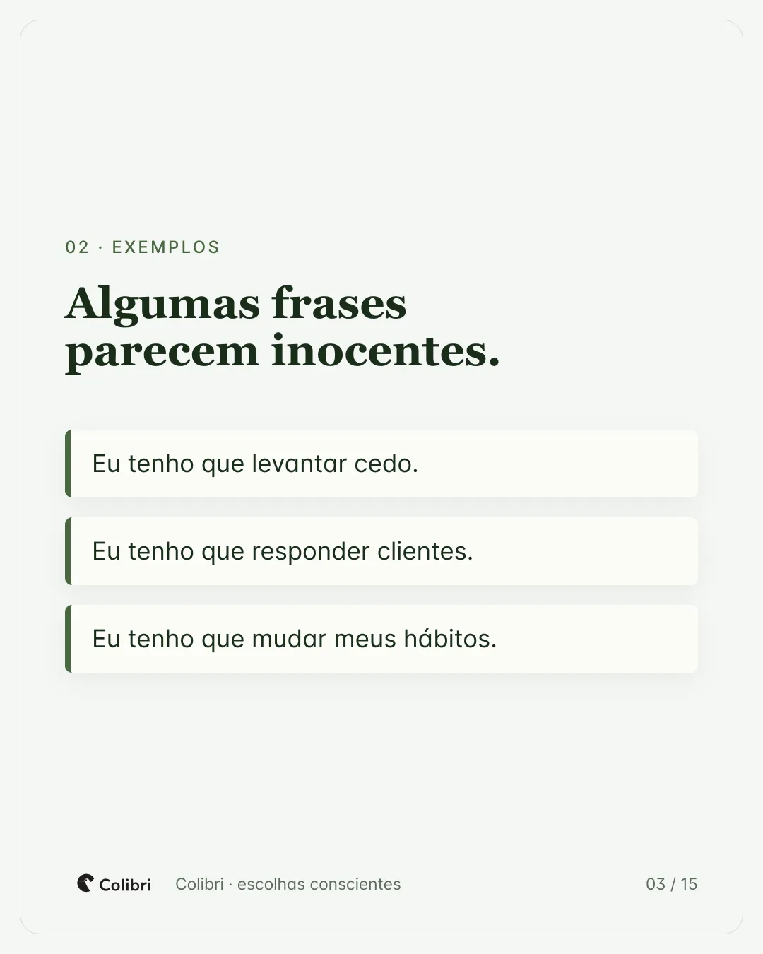 Screen listing three everyday phrases that sound innocent